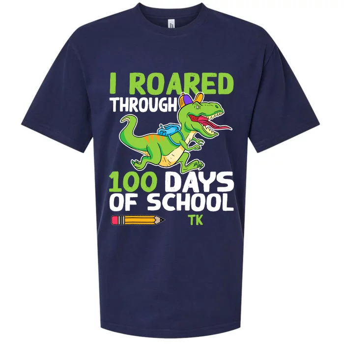 Fun Dinosaur I Roared Through 100 Days Of School Tk Sueded Cloud Jersey T-Shirt