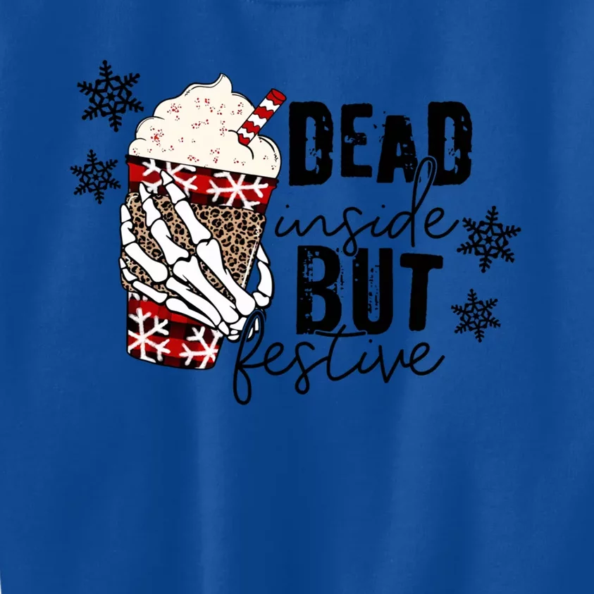 Funny Dead Inside But Festive Skeleton Hand Christmas Gift Kids Sweatshirt