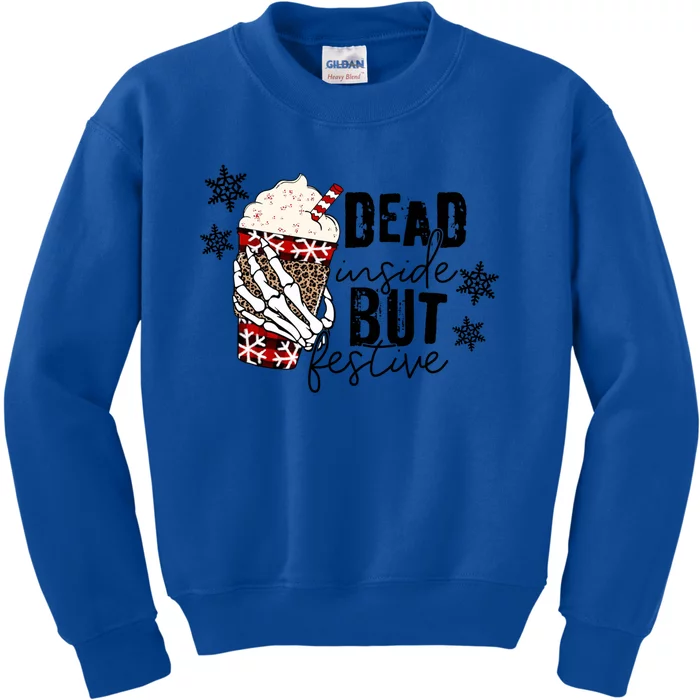 Funny Dead Inside But Festive Skeleton Hand Christmas Gift Kids Sweatshirt