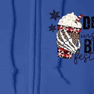 Funny Dead Inside But Festive Skeleton Hand Christmas Gift Full Zip Hoodie