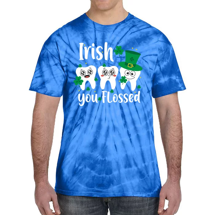 Funny Dentist Irish You Flossed Teeth St Patricks Day Gift Tie-Dye T-Shirt