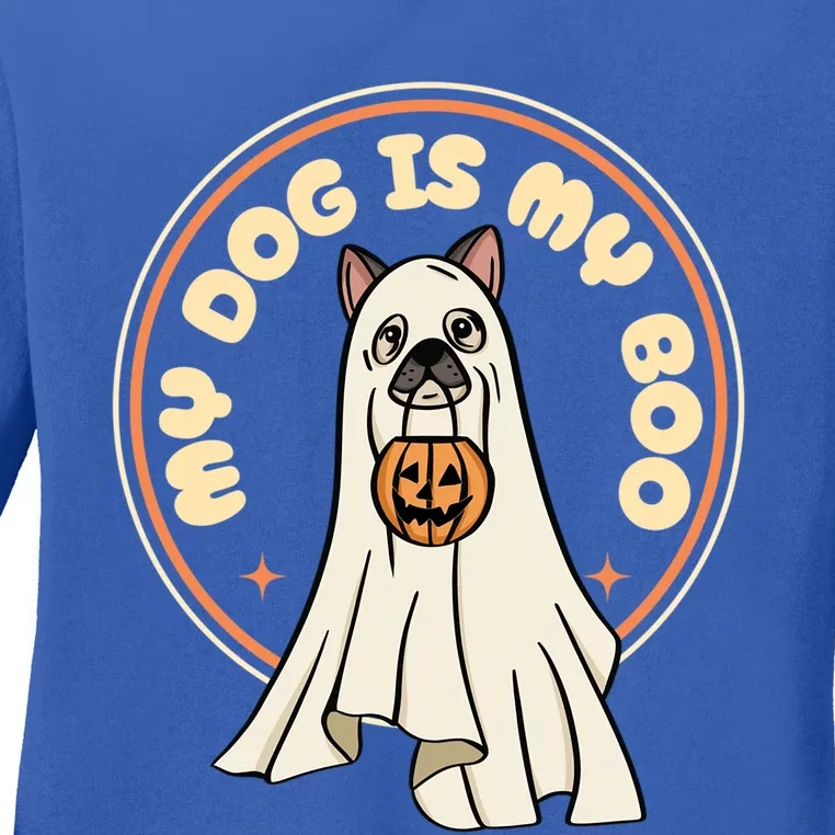 Funny Dog Is My Boo Halloween Ghost Dog Lover Costume Cool Gift Ladies Long Sleeve Shirt