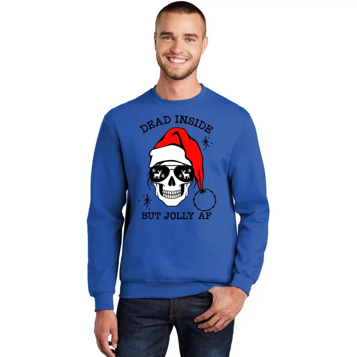 Funny Dead Inside But Jolly Af Skeleton Skull Santa Hat Xmas Gift Sweatshirt