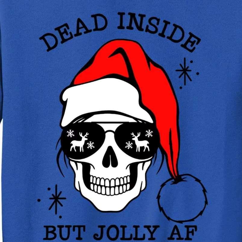 Funny Dead Inside But Jolly Af Skeleton Skull Santa Hat Xmas Gift Sweatshirt