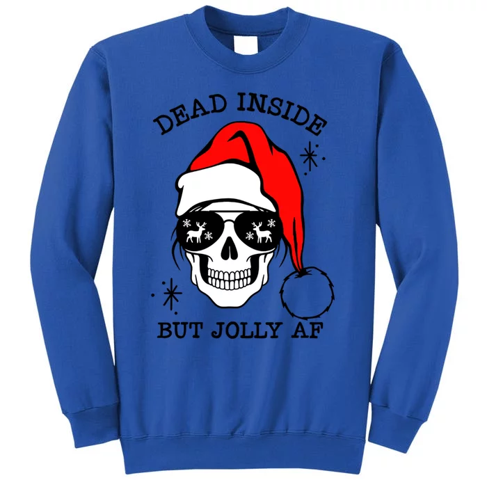 Funny Dead Inside But Jolly Af Skeleton Skull Santa Hat Xmas Gift Sweatshirt