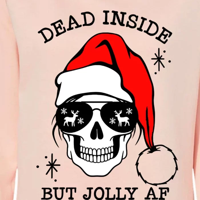 Funny Dead Inside But Jolly Af Skeleton Skull Santa Hat Xmas Gift Womens California Wash Sweatshirt