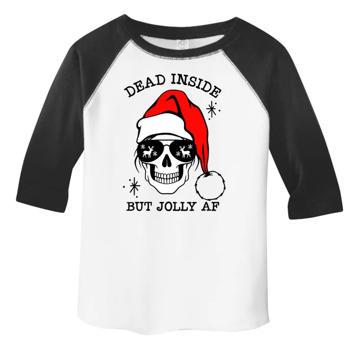 Funny Dead Inside But Jolly Af Skeleton Skull Santa Hat Xmas Gift Toddler Fine Jersey T-Shirt