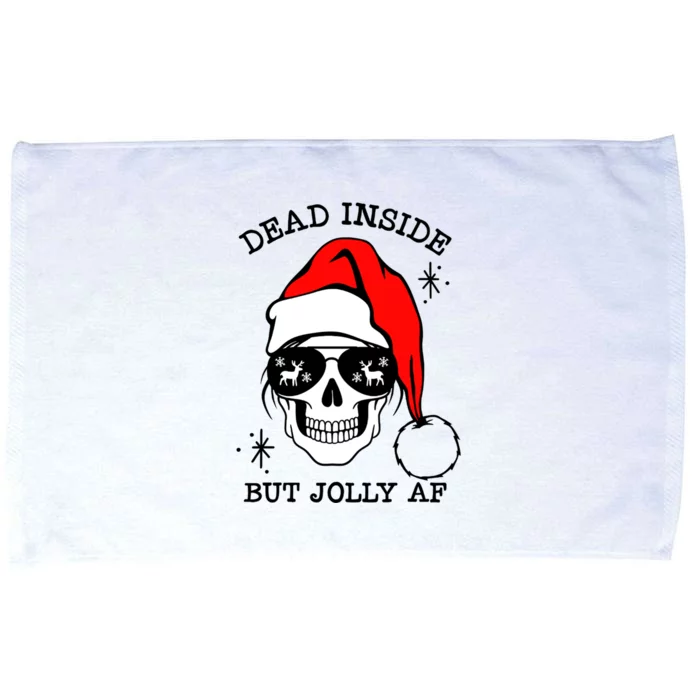 Funny Dead Inside But Jolly Af Skeleton Skull Santa Hat Xmas Gift Microfiber Hand Towel