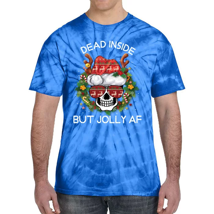 Funny Dead Inside But Jolly Af Skull Santa Christmas Party Meaningful Gift Tie-Dye T-Shirt