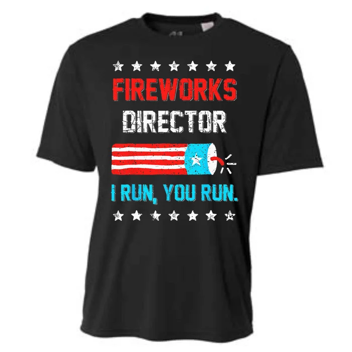 Fireworks Director I Run You Run Funny 4th Of July Cooling Performance Crew T-Shirt