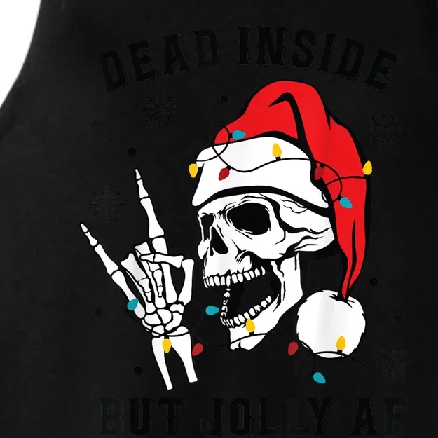 Funny Dead Inside But Jolly Af Gift Skeleton Christmas Gift Ladies Tri-Blend Wicking Tank