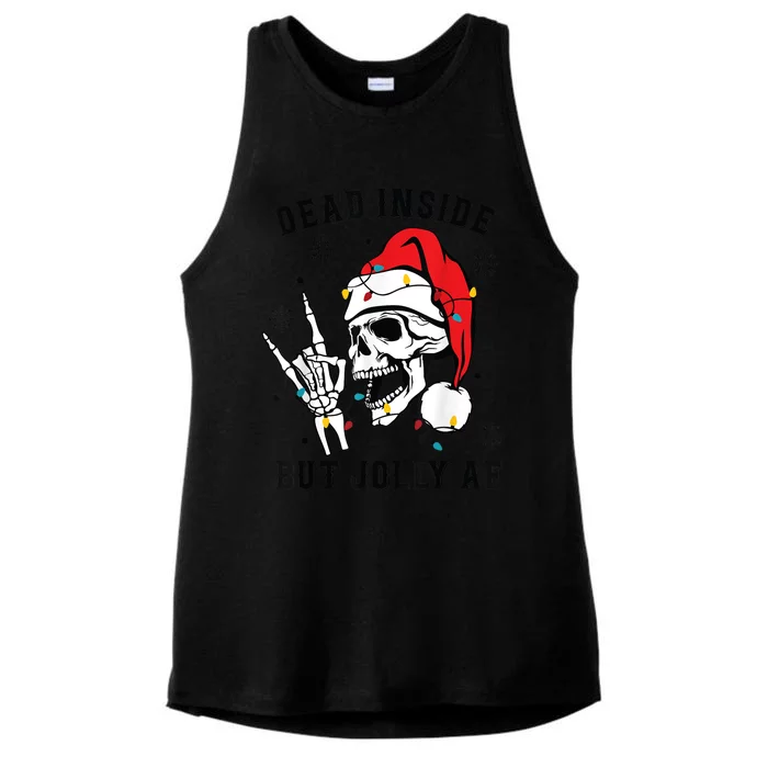 Funny Dead Inside But Jolly Af Gift Skeleton Christmas Gift Ladies Tri-Blend Wicking Tank