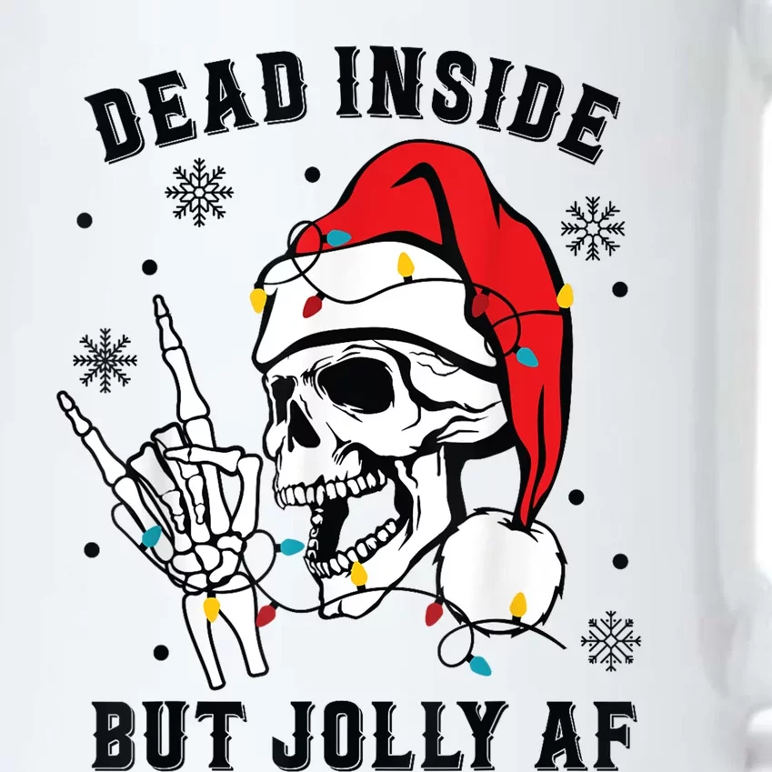 Funny Dead Inside But Jolly Af Gift Skeleton Christmas Gift Black Color Changing Mug