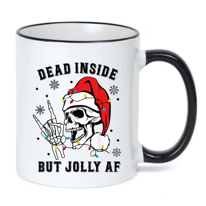 Funny Dead Inside But Jolly Af Gift Skeleton Christmas Gift Black Color Changing Mug