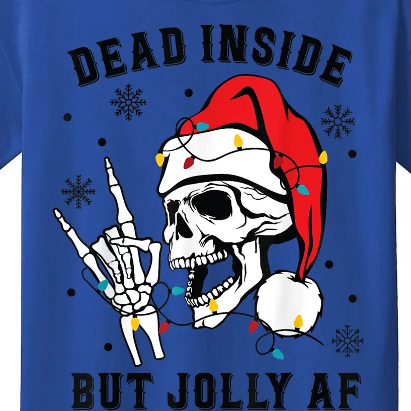 Funny Dead Inside But Jolly Af Gift Skeleton Christmas Gift Kids T-Shirt