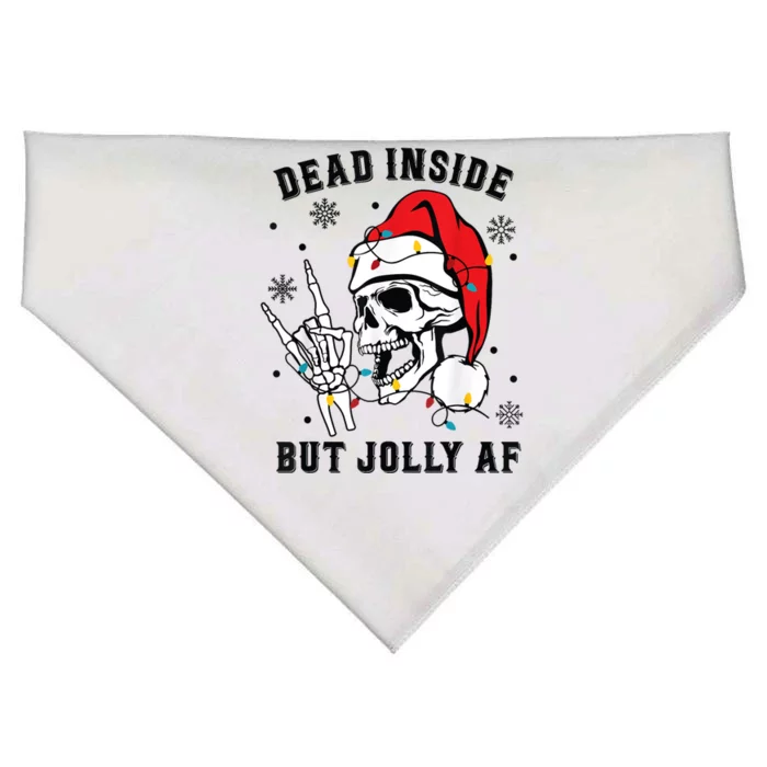 Funny Dead Inside But Jolly Af Gift Skeleton Christmas Gift USA-Made Doggie Bandana