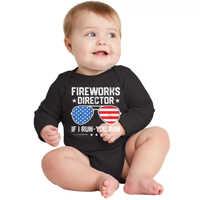 Fireworks Director If I Run You Run For 4th Of July Baby Long Sleeve Bodysuit