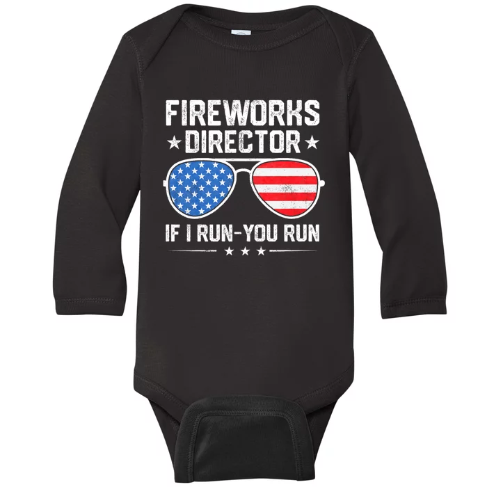 Fireworks Director If I Run You Run For 4th Of July Baby Long Sleeve Bodysuit