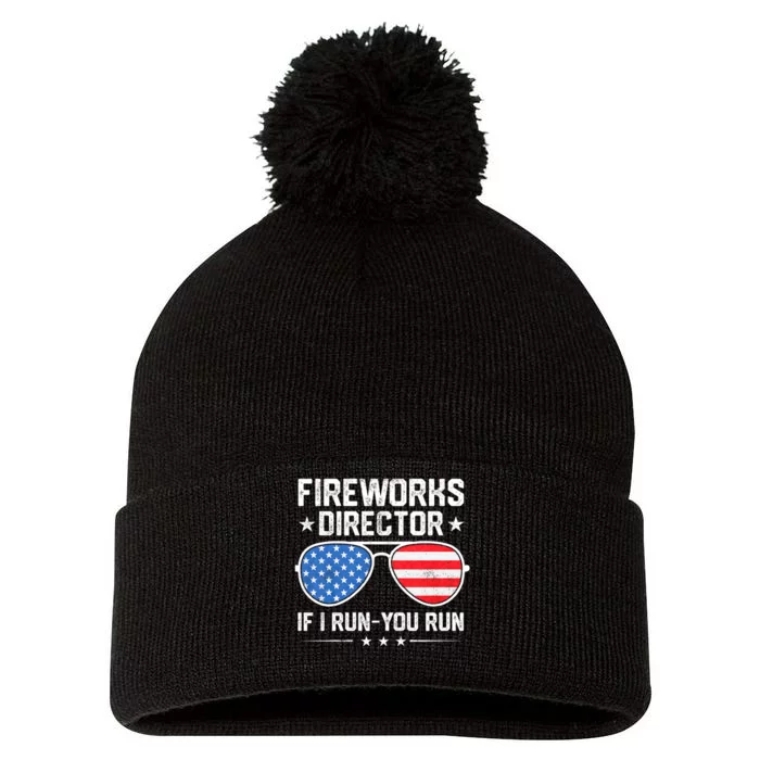 Fireworks Director If I Run You Run For 4th Of July Pom Pom 12in Knit Beanie