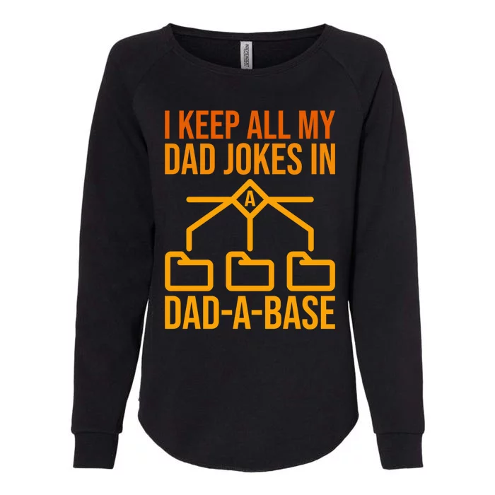 Funny Dad I Keep All My Dad Jokes In A Dad A Base Dad Jokes Funny Gift Womens California Wash Sweatshirt