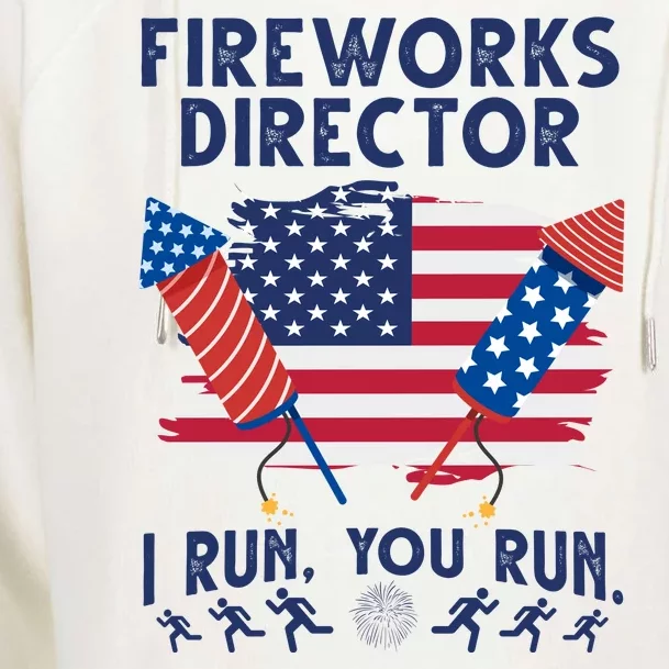 Fireworks Director I Run You Run 4th Of July Festive Womens Funnel Neck Pullover Hood