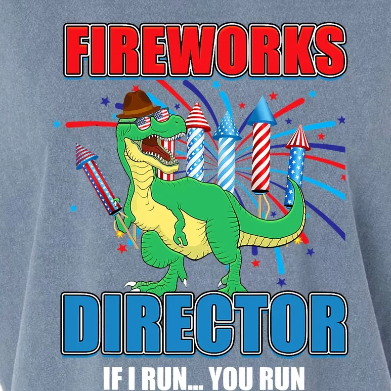 Fireworks Director If I Run You Run 4th Of July T Rex Garment-Dyed Women's Muscle Tee