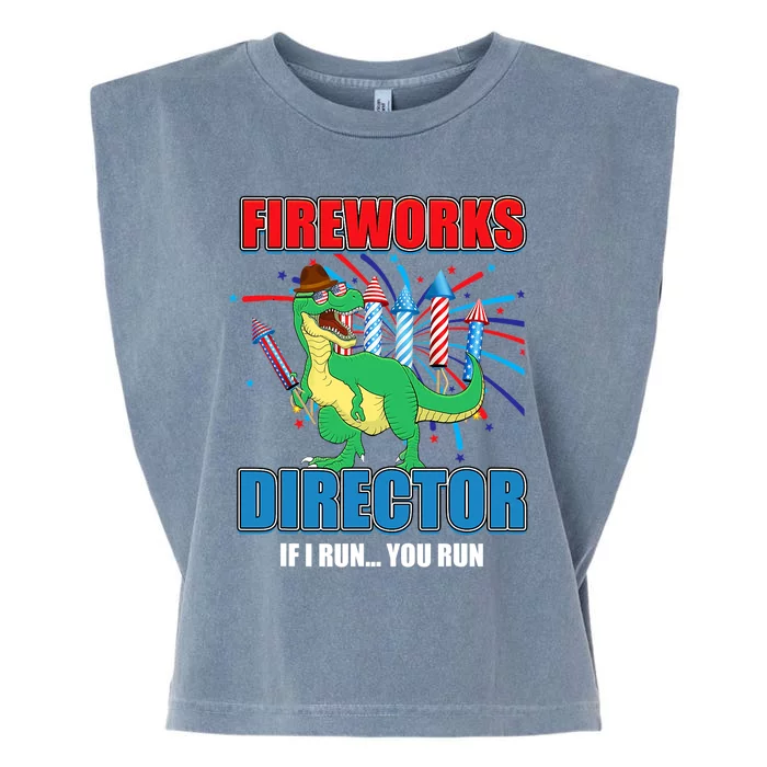 Fireworks Director If I Run You Run 4th Of July T Rex Garment-Dyed Women's Muscle Tee