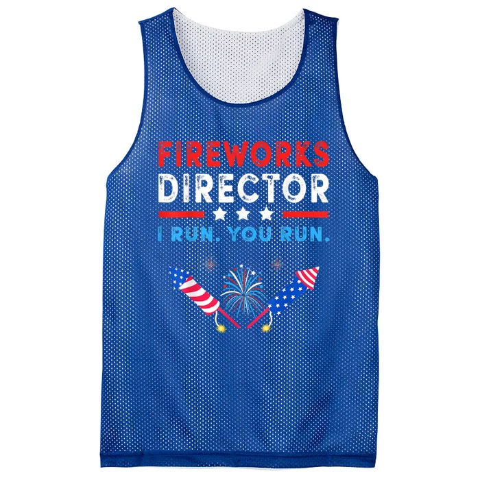 Fireworks Director I Run You Run Funny 4th Of July Outfit Gift Mesh Reversible Basketball Jersey Tank