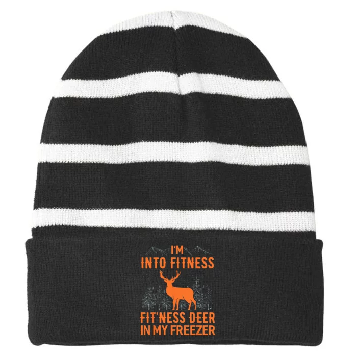 Fitness Deer In My Freezer Deer Deer Hunting Striped Beanie with Solid Band