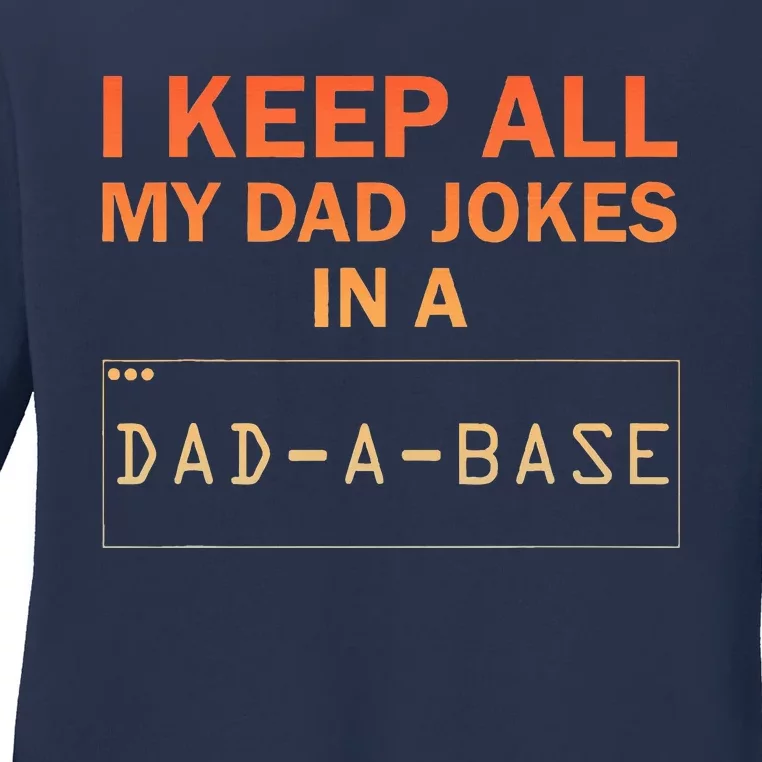 Funny Dad Jokes Database Dad Joke Lovers Ladies Long Sleeve Shirt