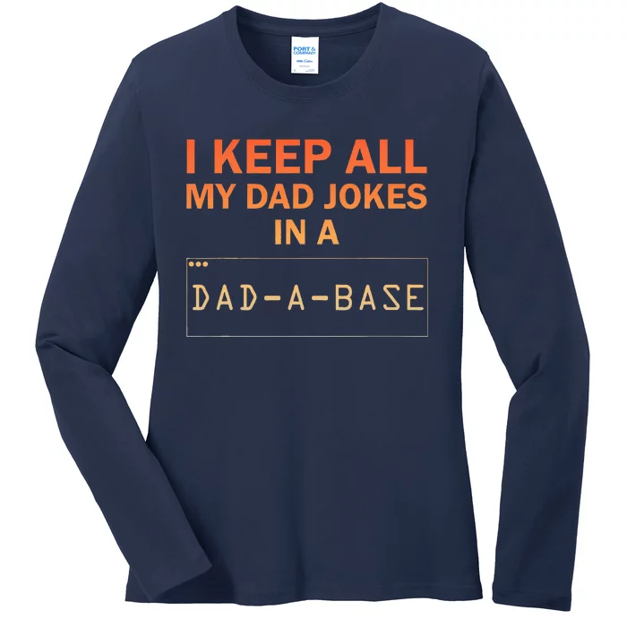 Funny Dad Jokes Database Dad Joke Lovers Ladies Long Sleeve Shirt