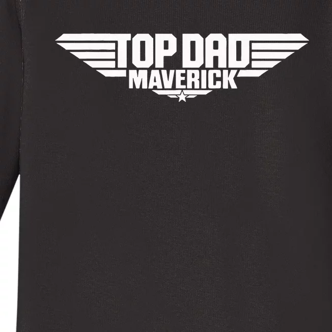 Fathers Day Jet Fighter Top Dad Maverick Baby Long Sleeve Bodysuit