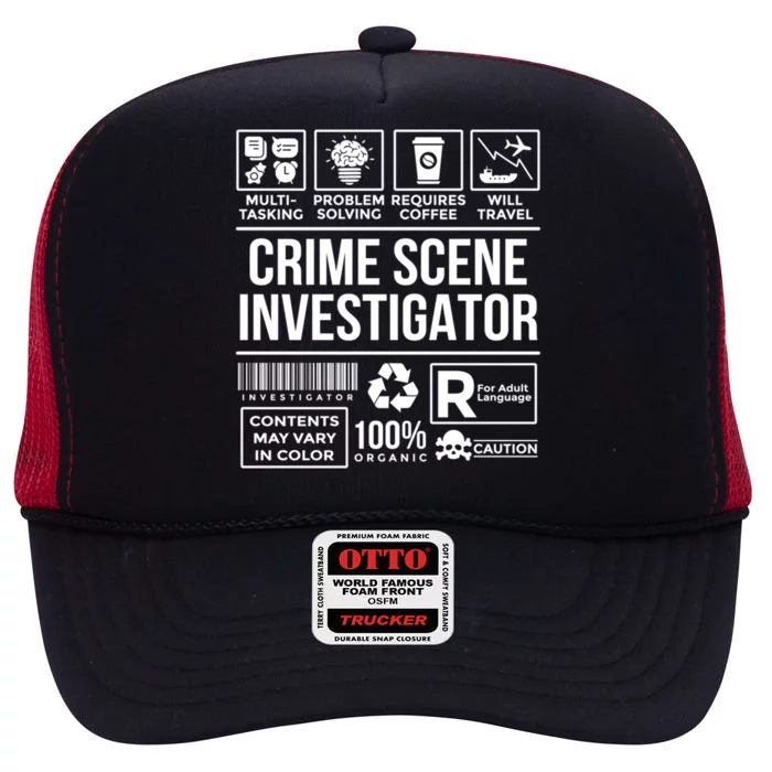 Forensic Detectives Job Skills For Crime Scene Investigator Gift High Crown Mesh Trucker Hat