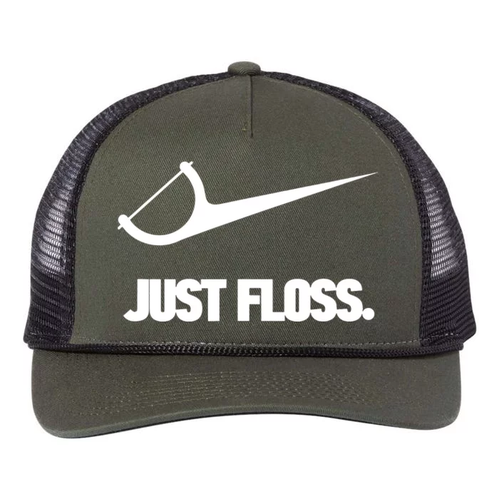 Funny Dentist Just Floss Dental Office Gift Retro Rope Trucker Hat Cap