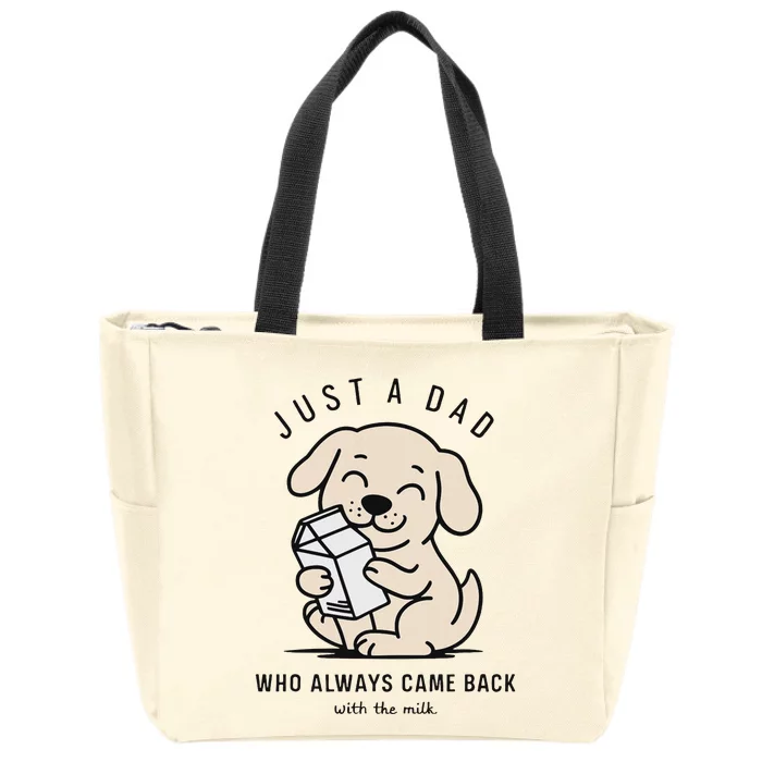 Funny Dog Just A Dad Who Came Back With Milk Zip Tote Bag