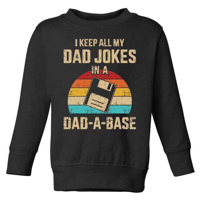 Funny Dad Jokes In Dadabase Vintage Toddler Sweatshirt