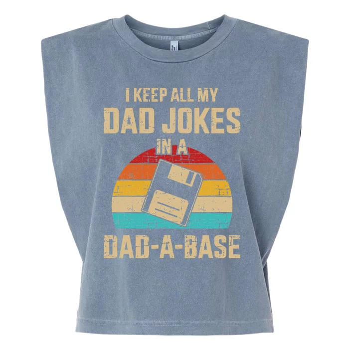 Funny Dad Jokes In Dadabase Vintage Garment-Dyed Women's Muscle Tee