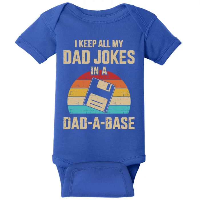 Funny Dad Jokes In Dadabase Vintage For FatherS Day Gift Baby Bodysuit