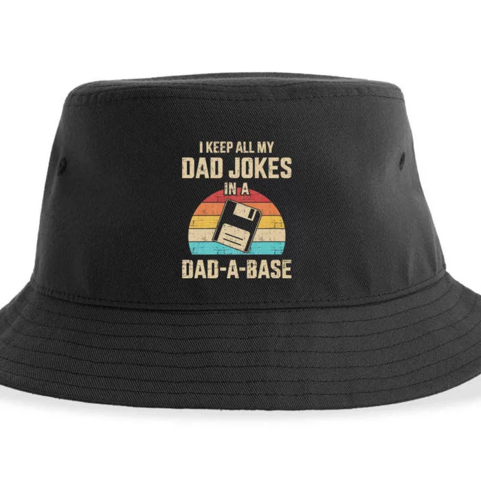 Funny Dad Jokes In Dad A Base Vintage For FatherS Day Sustainable Bucket Hat