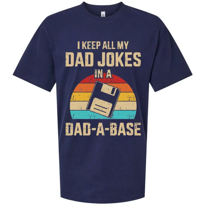 Funny Dad Jokes In Dadabase Vintage For Fathers Day Sueded Cloud Jersey T-Shirt