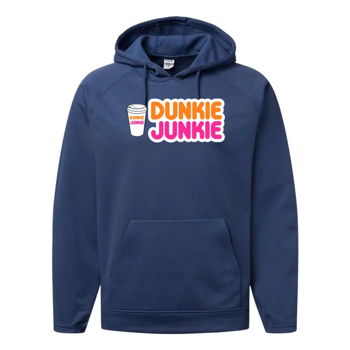 Funny Dunkie Junkie Coffee Love Funny Coffee Saying Cute Gift Performance Fleece Hoodie