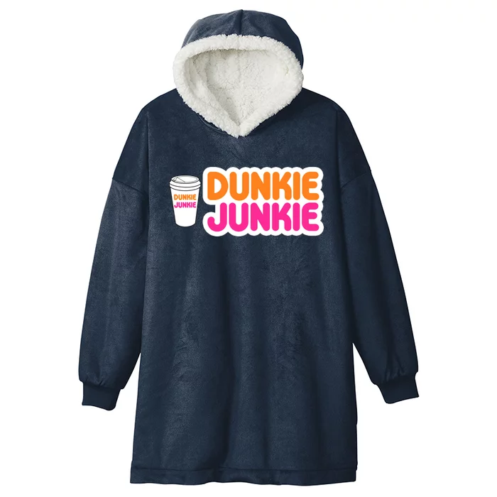 Funny Dunkie Junkie Coffee Love Funny Coffee Saying Cute Gift Hooded Wearable Blanket