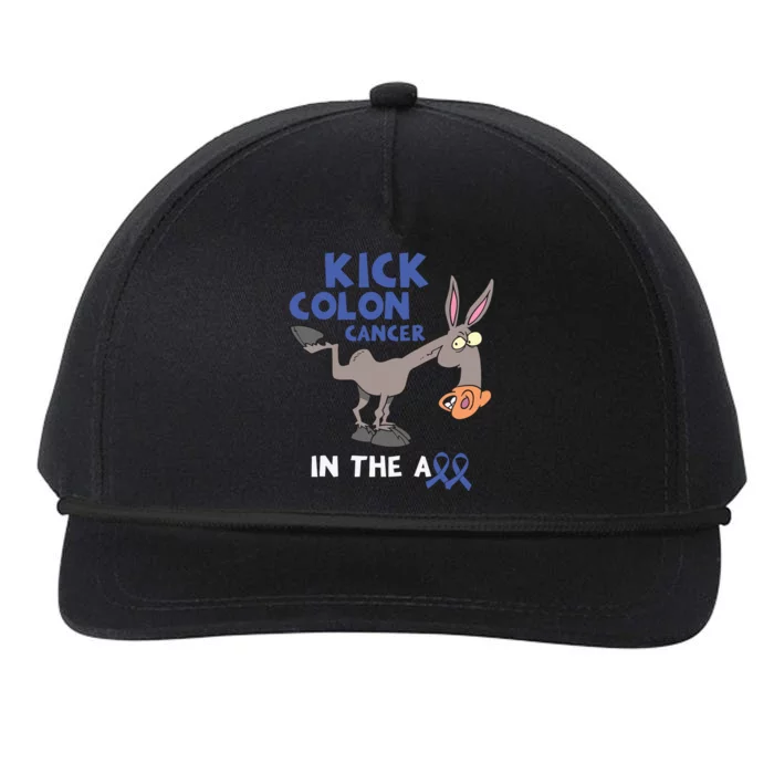 Funny Donkey Kick Colon Cancer In The Ass Blue Ribbon Snapback Five-Panel Rope Hat