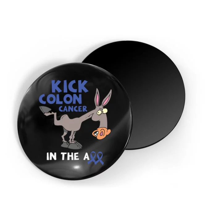 Funny Donkey Kick Colon Cancer In The Ass Blue Ribbon Magnet