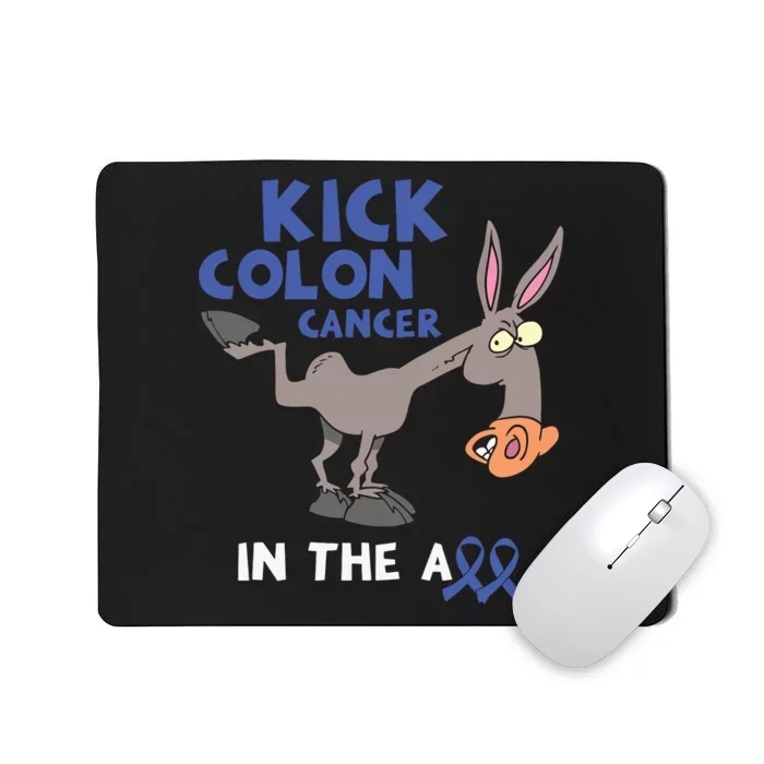 Funny Donkey Kick Colon Cancer In The Ass Blue Ribbon Mousepad