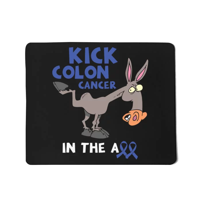 Funny Donkey Kick Colon Cancer In The Ass Blue Ribbon Mousepad