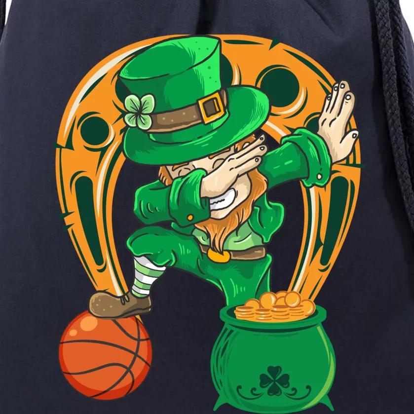 Funny Dabbing Leprechaun Basketball St Patricks Day Gift Drawstring Bag