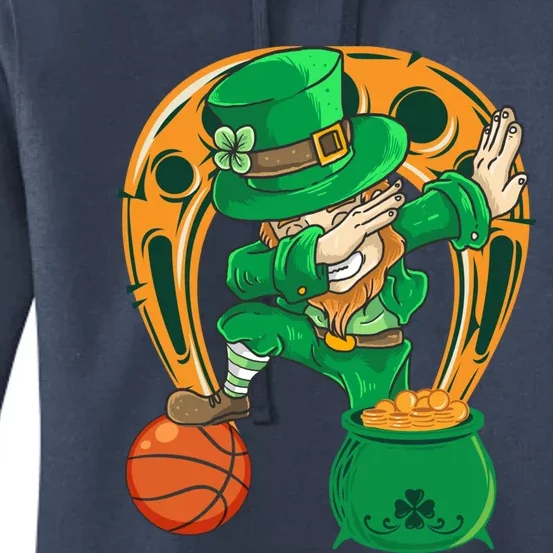 Funny Dabbing Leprechaun Basketball St Patricks Day Gift Women's Pullover Hoodie