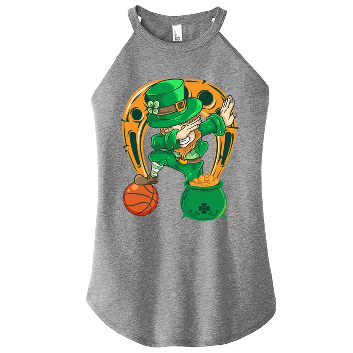 Funny Dabbing Leprechaun Basketball St Patricks Day Gift Women’s Perfect Tri Rocker Tank