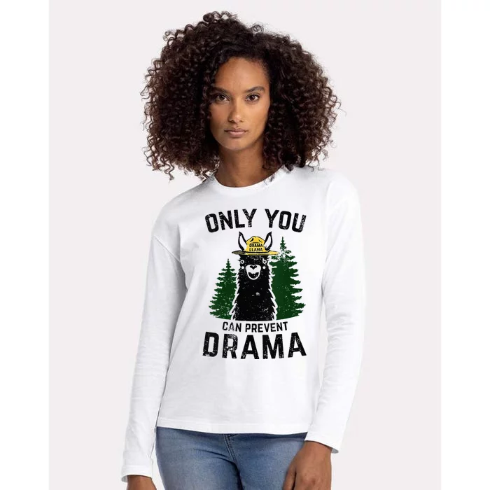 Funny Drama Llama Only You Can Prevent Drama Sarcastic Lover Womens Cotton Relaxed Long Sleeve T-Shirt